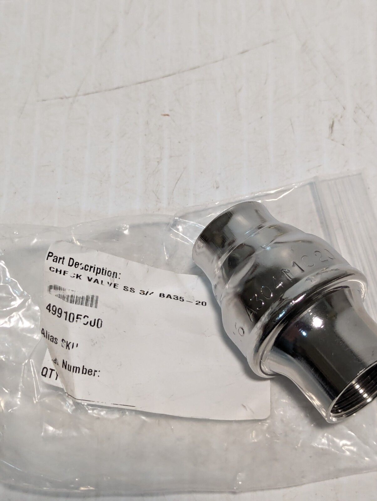 499105000 Stainless Steel Check Valve 3/4 BA35-20 0.03-16bar - Free Shipping