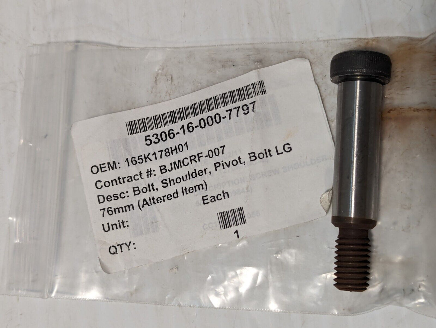 Shoulder Pivot Bolt 5306-16-000-7797 165K178H01, 76mm - Free Shipping