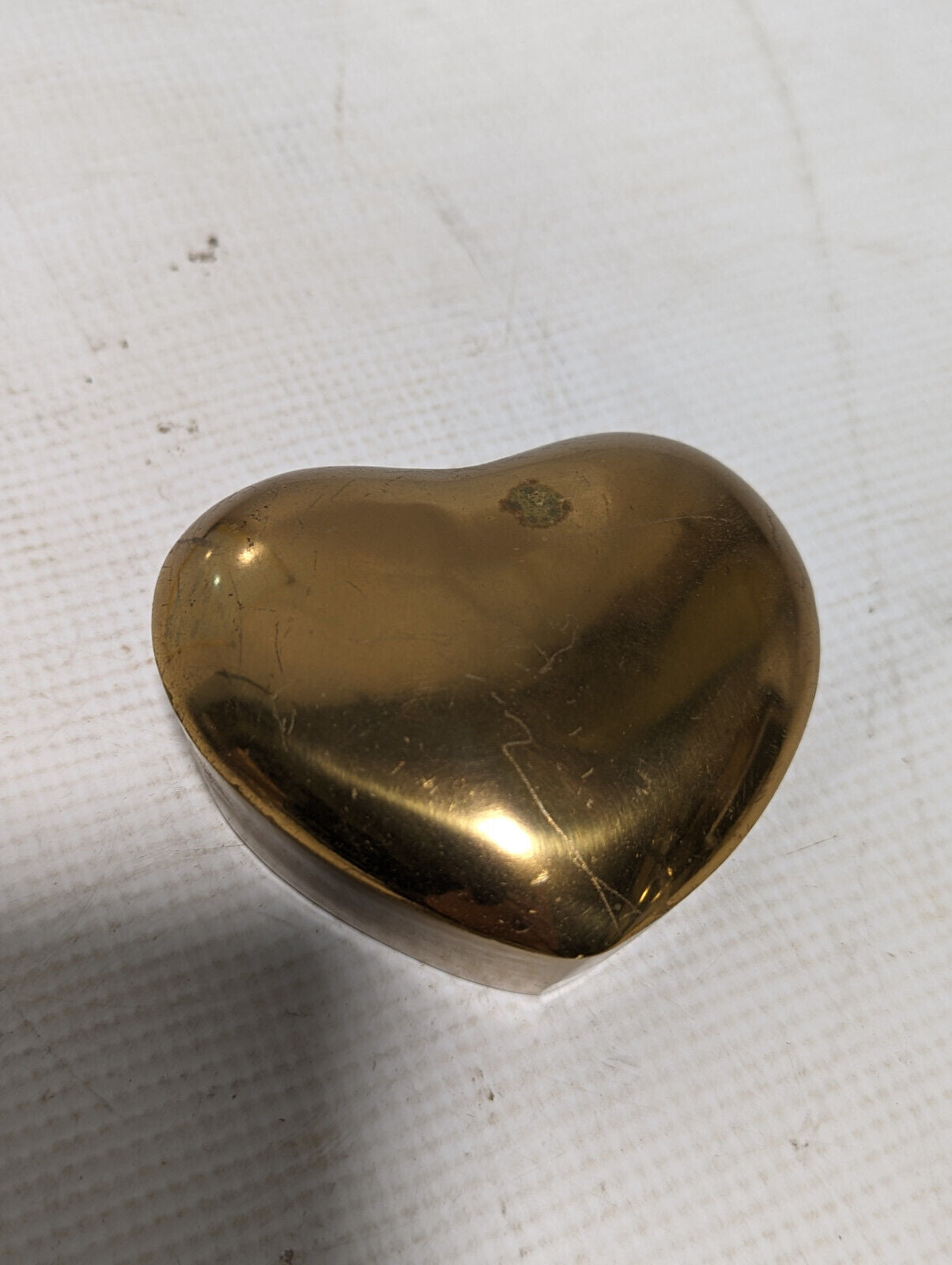 Vintage Korean Heart Shaped Ring Pill Brass Container Trinket, 3.5x3x1.5 inches