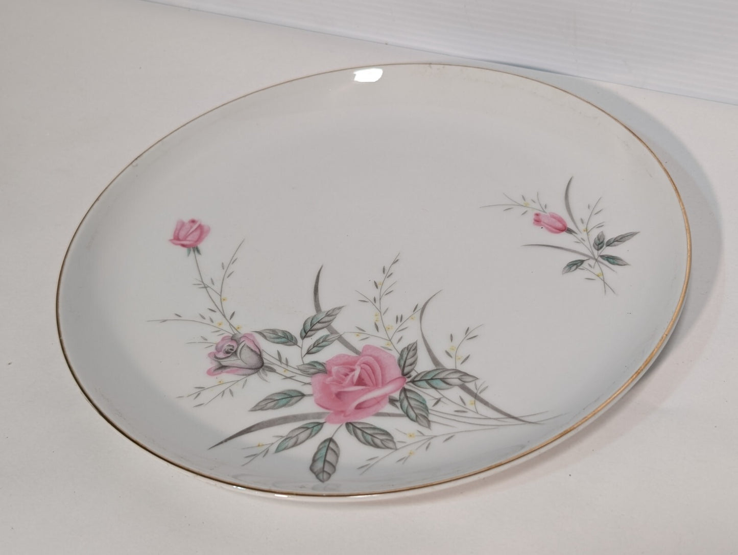Vintage Golden Rose Fine China of Japan 10.25" Pink Rose Gold Trim Dinner Plate