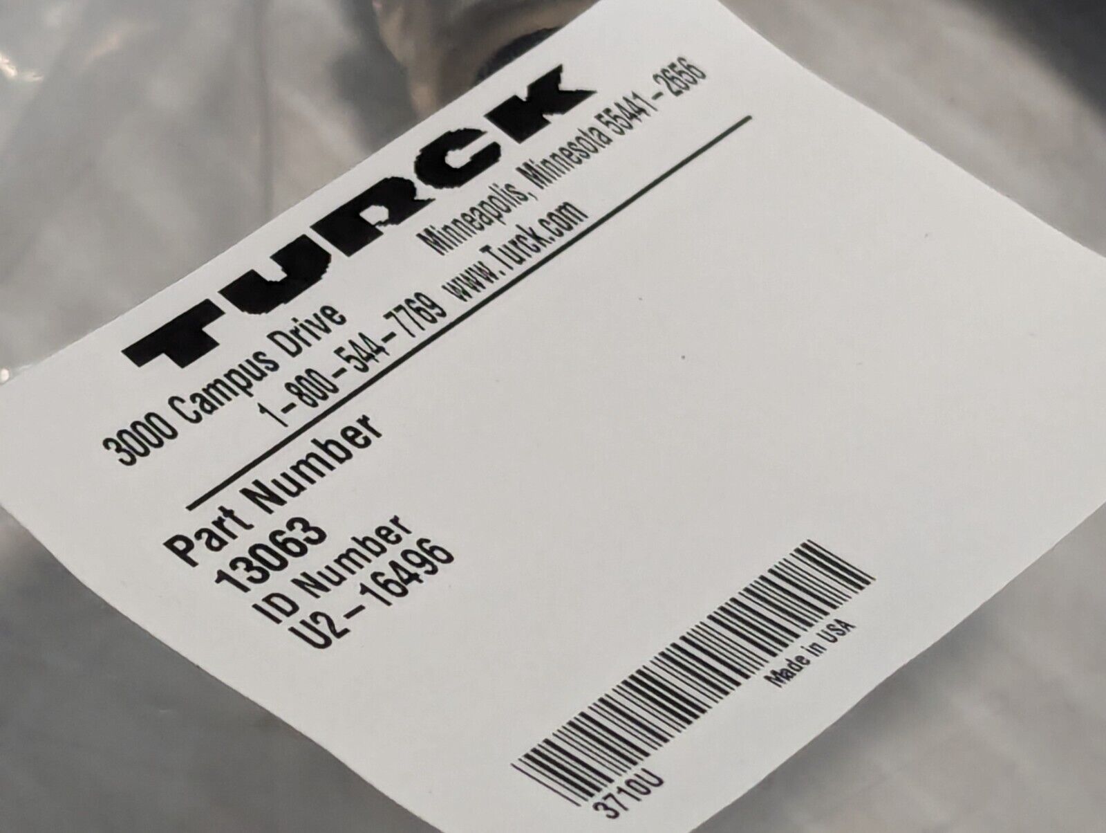 Turck 13063 Cable Assembly, ID# U2-16496, Maker MP U213, W4008
