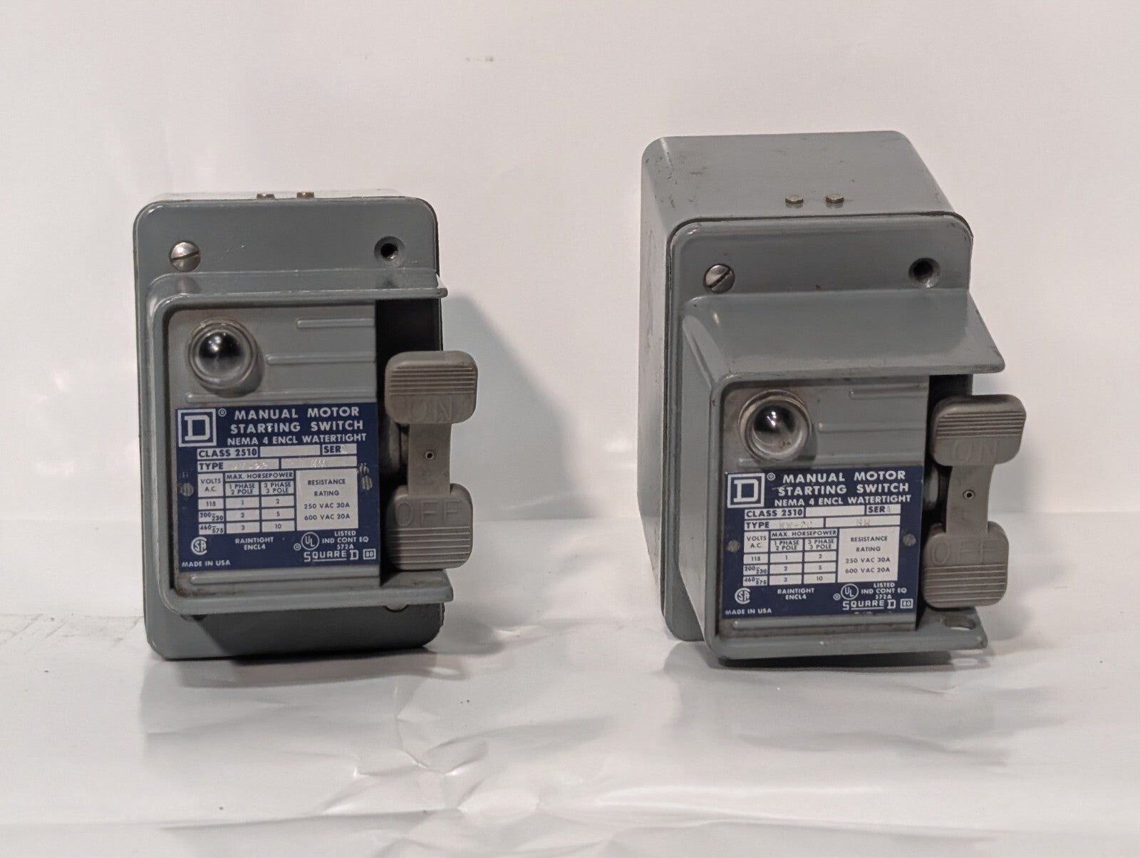 Square D 2510 KW-2C HW MANUAL MOTOR STARTING SWITCH 600 V 30 A 10 HP