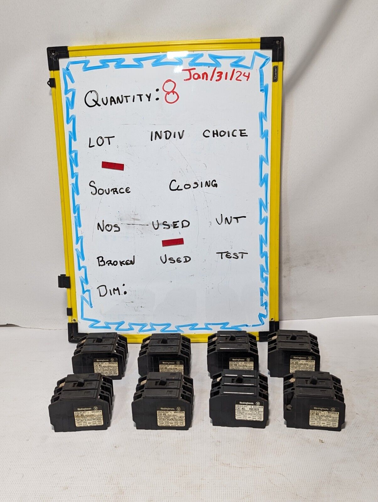 Lot of 4 Westinghouse HQC-3020 Circuit Breakers, 20A 3P 240VAC - Free Shipping