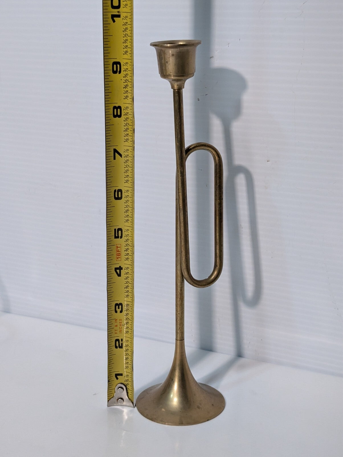 Vintage Bugle Candlestick 9" and Silver Plated Tray with Grapes, Sheffield 6"