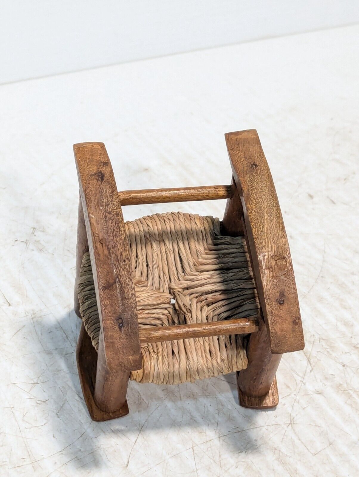 Vintage Miniature Ladder Back Rocking Chair with Rush Seat - Free Shipping
