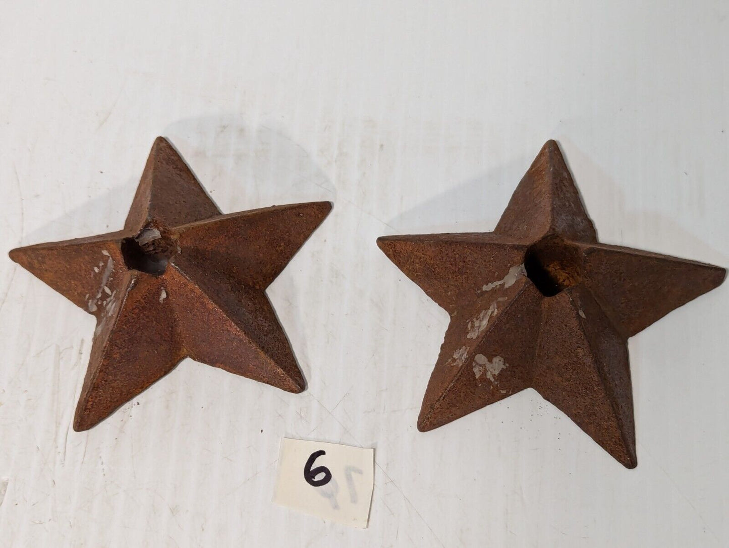 Set of 2 Antique Star-Shaped Rustic Christmas Candle Holders - Free Shipping