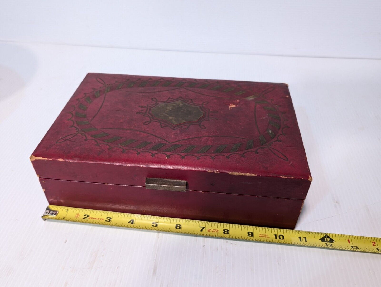 Vintage Jewelry Storage Deep Red, Jewelry Box w/ Vanity Mirror - Free Shipping