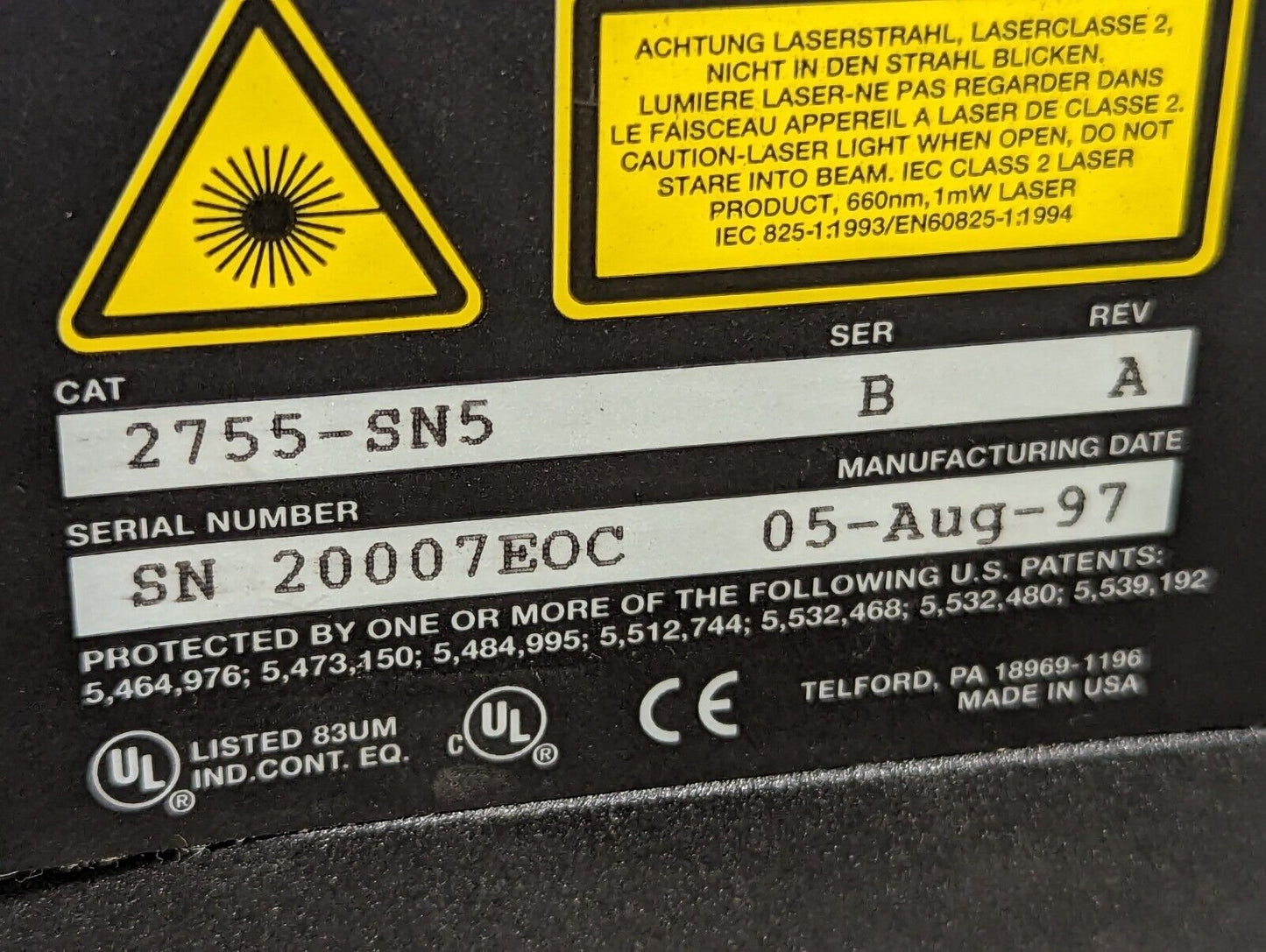 Accu-Sort 2755-SN5 Adaptascan bar code accessory, 500 scans/sec
