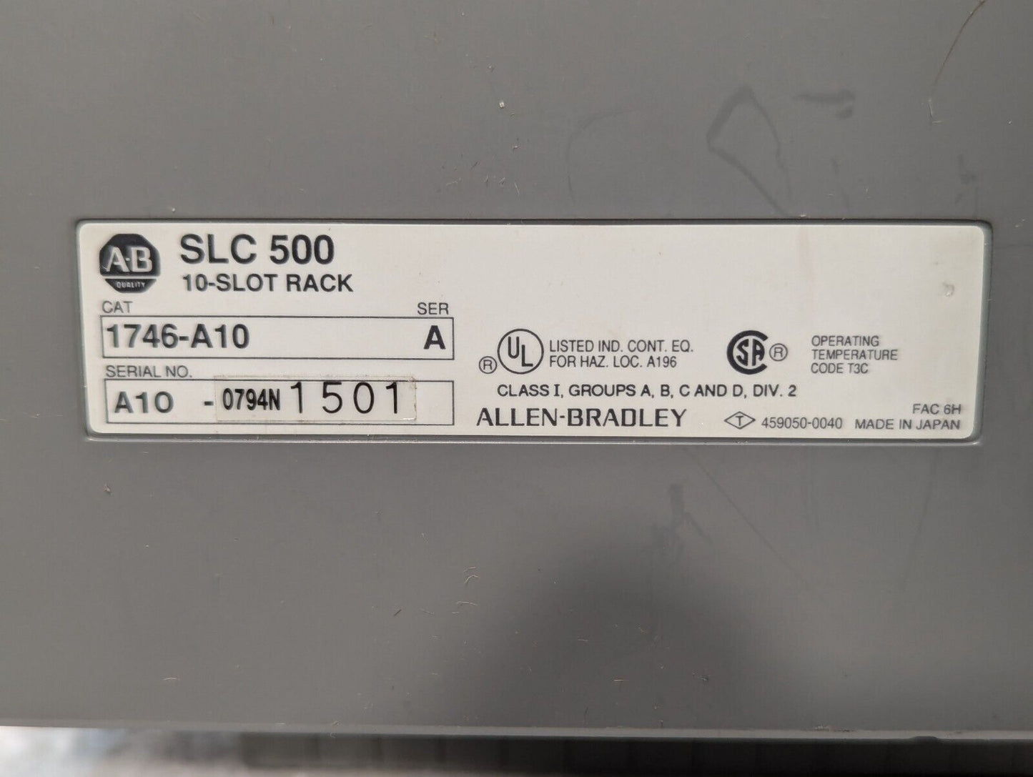 Allen Bradley 1746-A10 10-slot rack with 1746-P2 power supply+ - Free Shipping