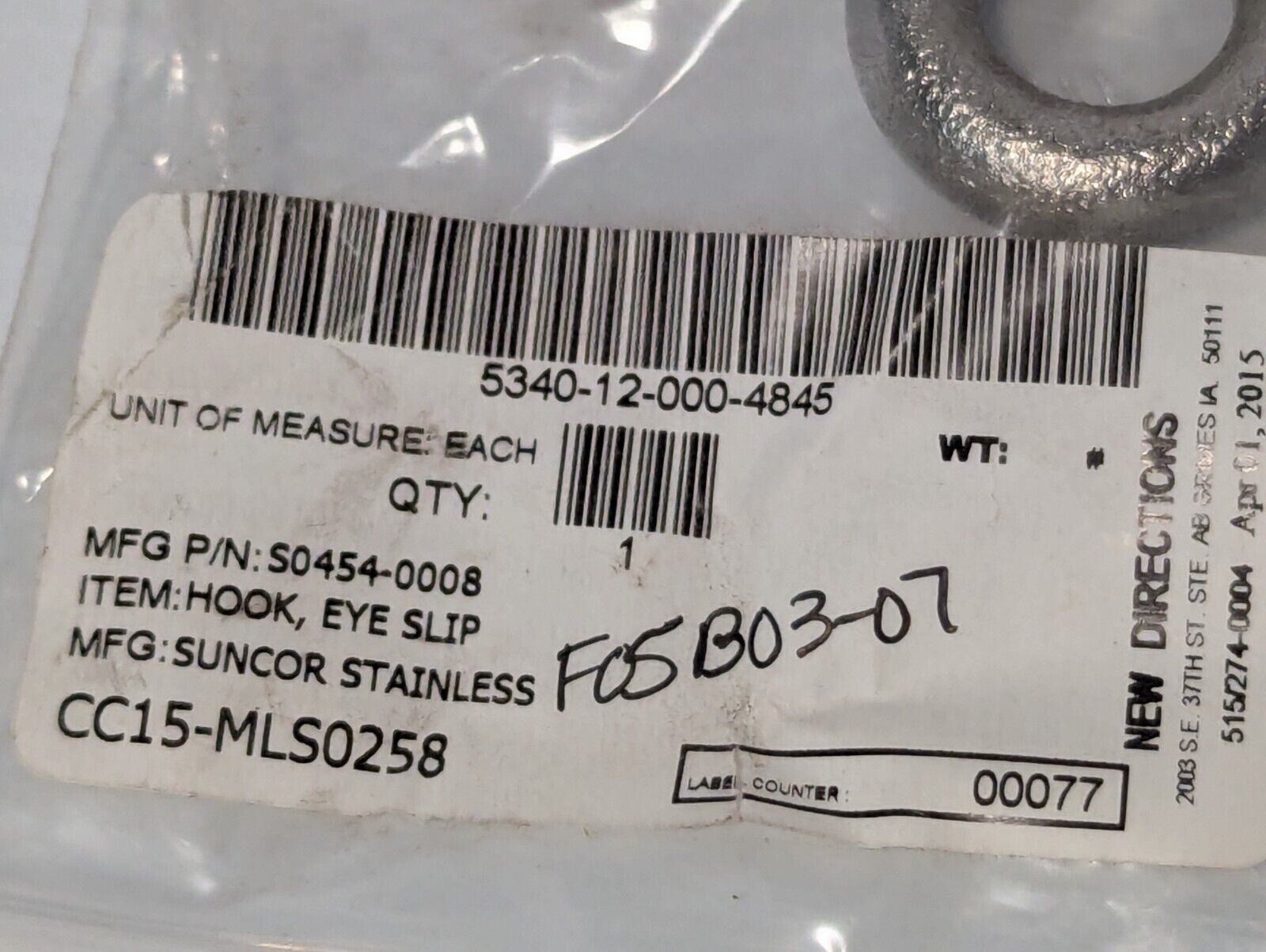 Suncor Stainless S0454-0008 Eye Slip Hook - Free Shipping