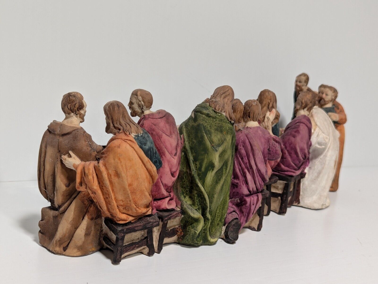 The Last Supper Jesus & Disciples Sculpture Christian Decor 14.5" L, 5" H, 4" W