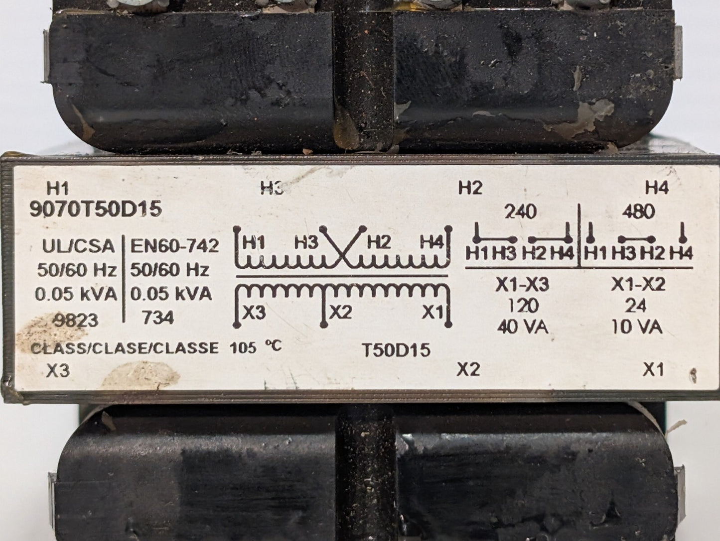 Square D 9070T50D15 Chassis Mount Control Transformer 24/115V, 25/120V, 50/60Hz