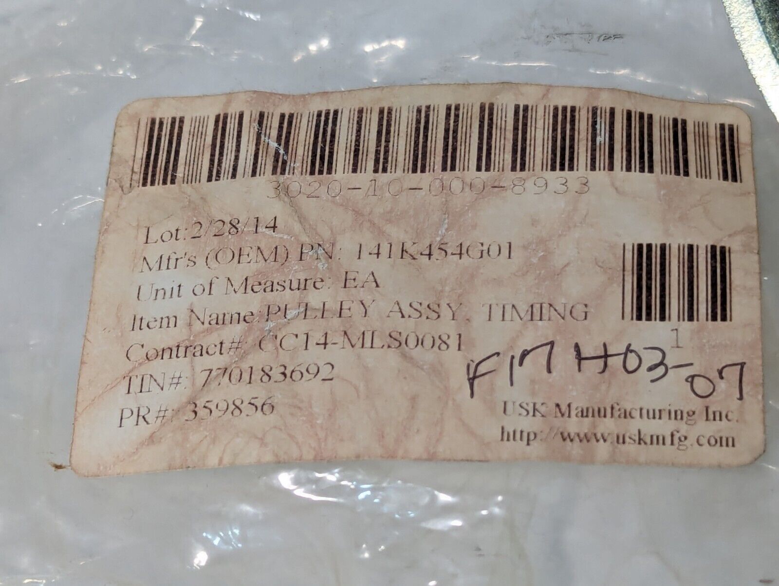 Timing Pulley Assembly 3020-10-000-8933 141K454G01 - Free Shipping