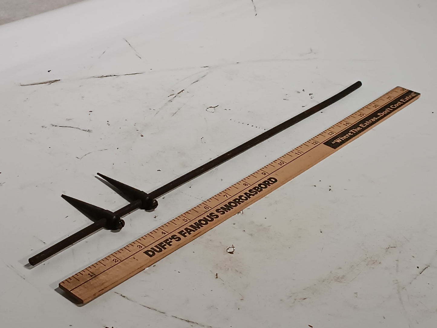 Vintage 17" Adjustable Steel Trammel Points Marking Gauge, As Pictured
