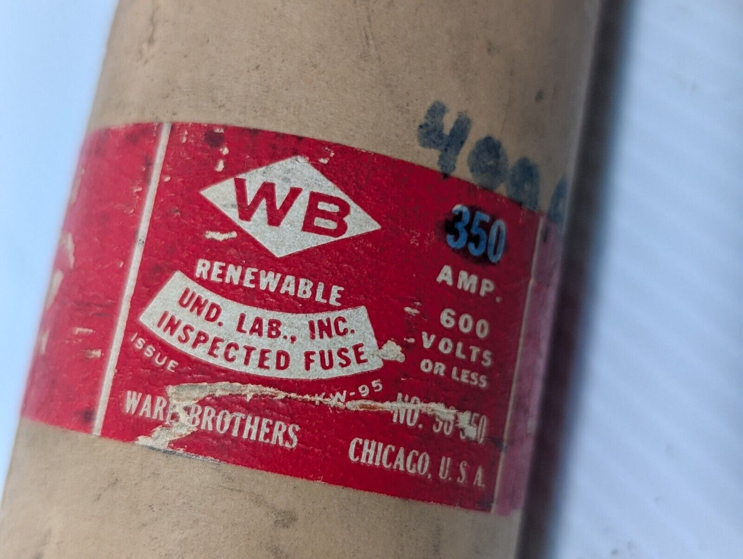 Ware Brothers Renewable Cat No. 96-350 Fuse 350A 600V - Free Shipping