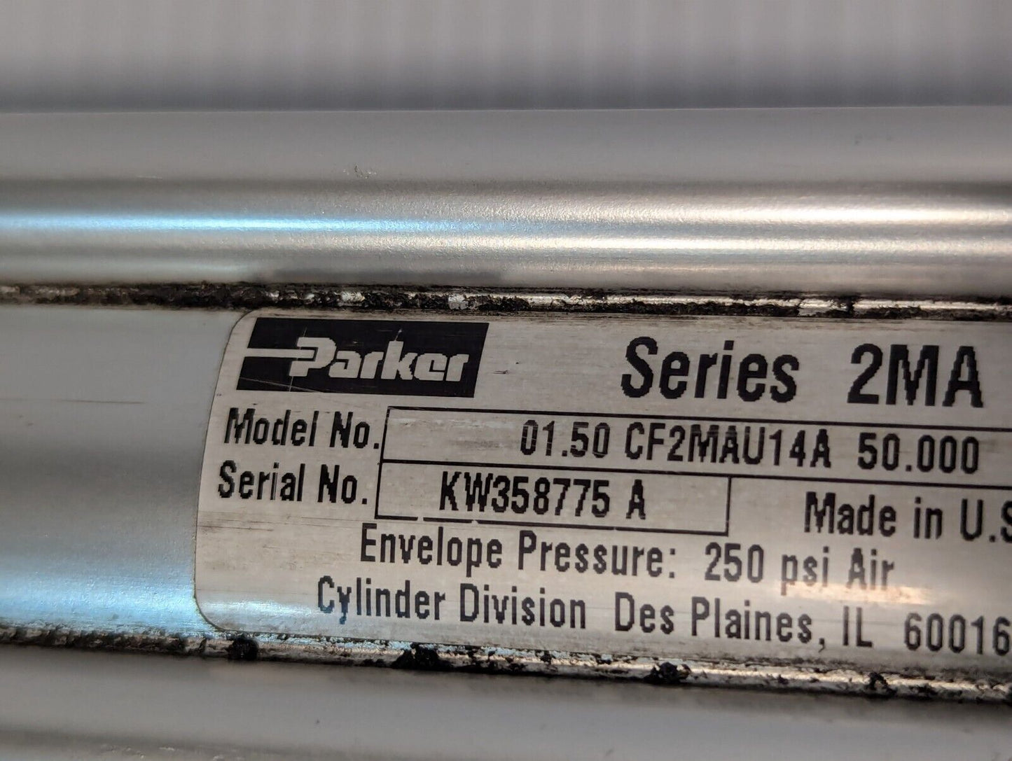 Parker 01.50 CF2MAU14A 50.000 Pneumatic Air Cylinder, 250psi Envelope Pressure