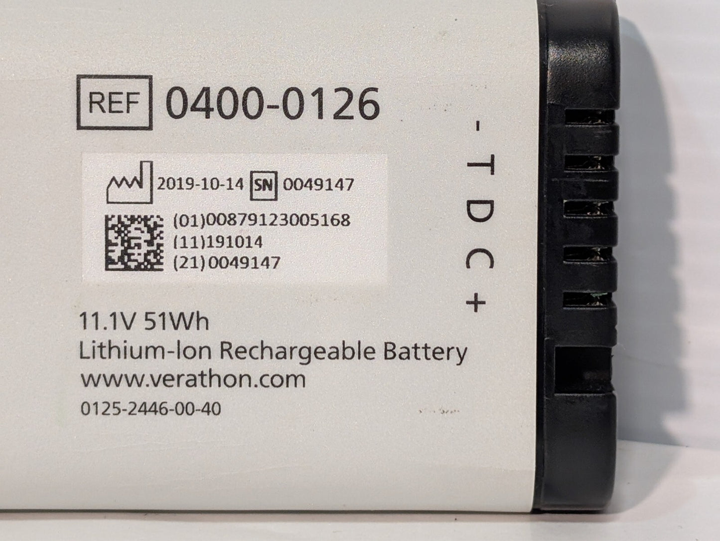 Verathon 0400-0126 11.1V 51Wh Rechargeable Battery for SM-206 0400-0126