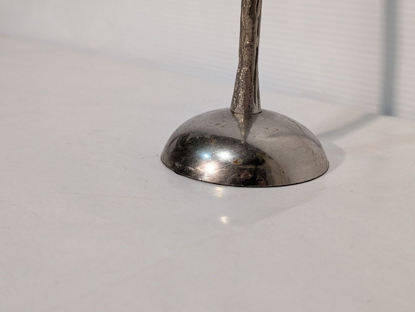 Vintage Silver Tree Bark Textured Candlestick Candle Holder 12.5" Tall
