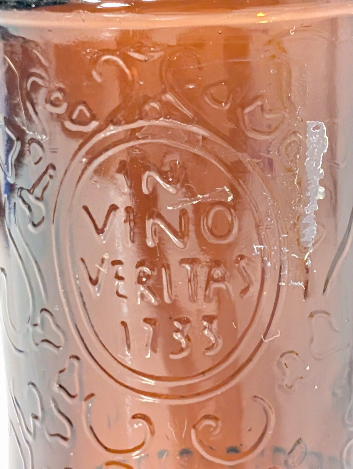 Vintage 1960/70s In Vino Veritas Wine Boot Brown Amber Shot Glass Bud Vase 6"x2"