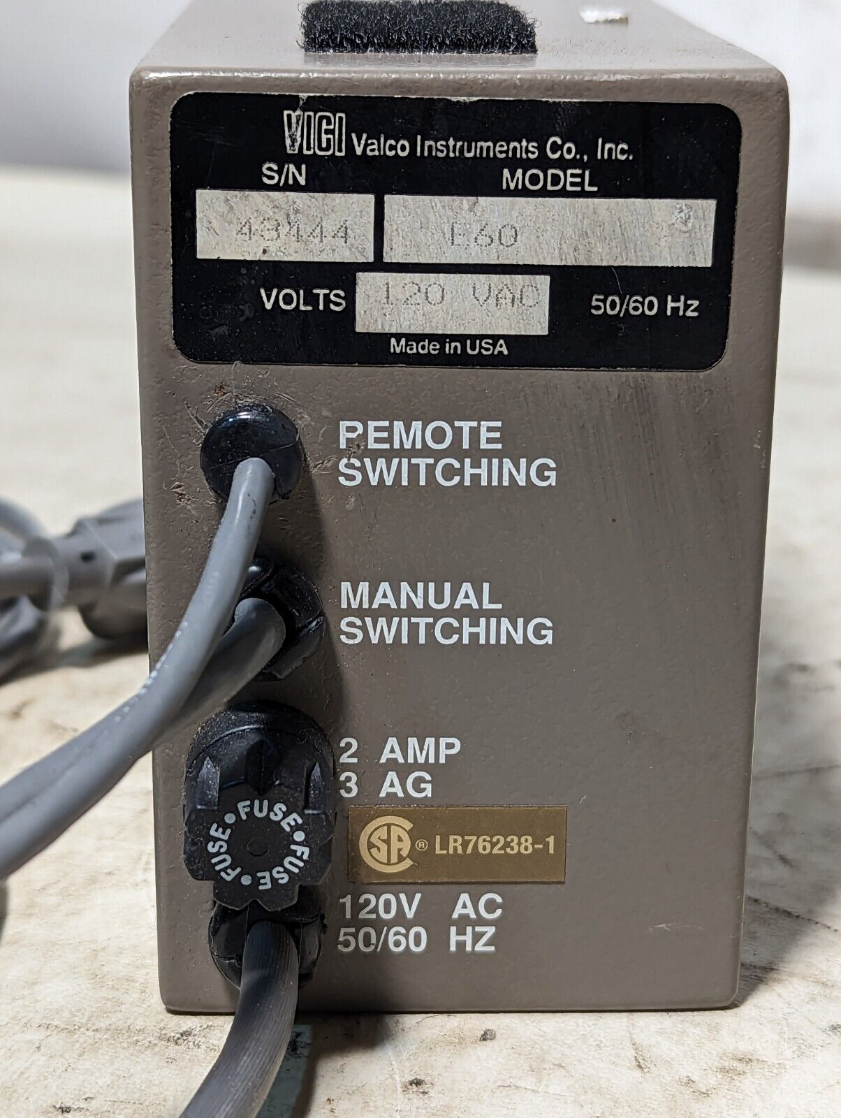 Vici Valco E60 actuator with switch, 120VAC