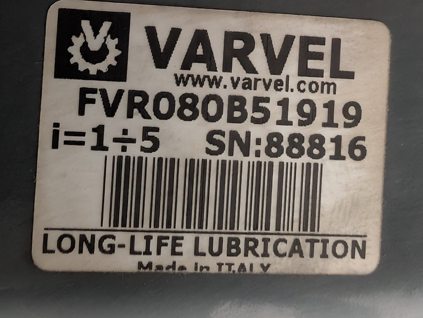 Varvel FVR080B51919-80B5I5 Speed Variator, 19mm Hollow Shaft, Life-Long Lube