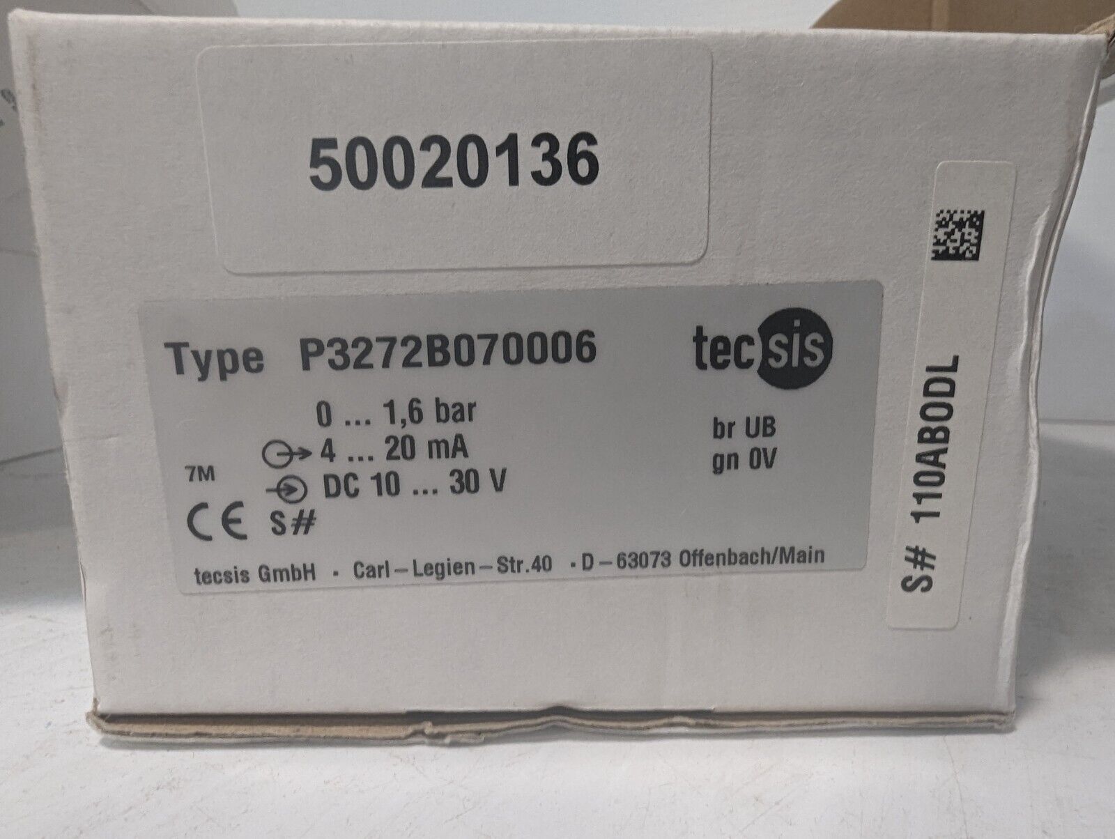 tecsis P3272B070006, Getinge 50020136/501649500 pressure transducer, 0-1.6 bar