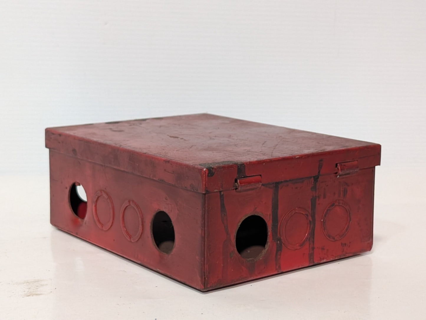 Unbranded Junction Box Enclosure 8" x 6" x 3.25", Punch Outs, Hinged Lid, Red