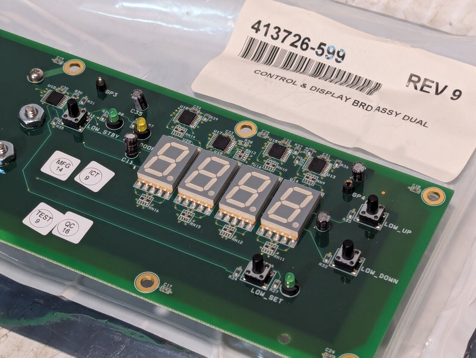 Steris Control & Display Brd Assy Dual 413726-599 Rev 9 - Free Shipping