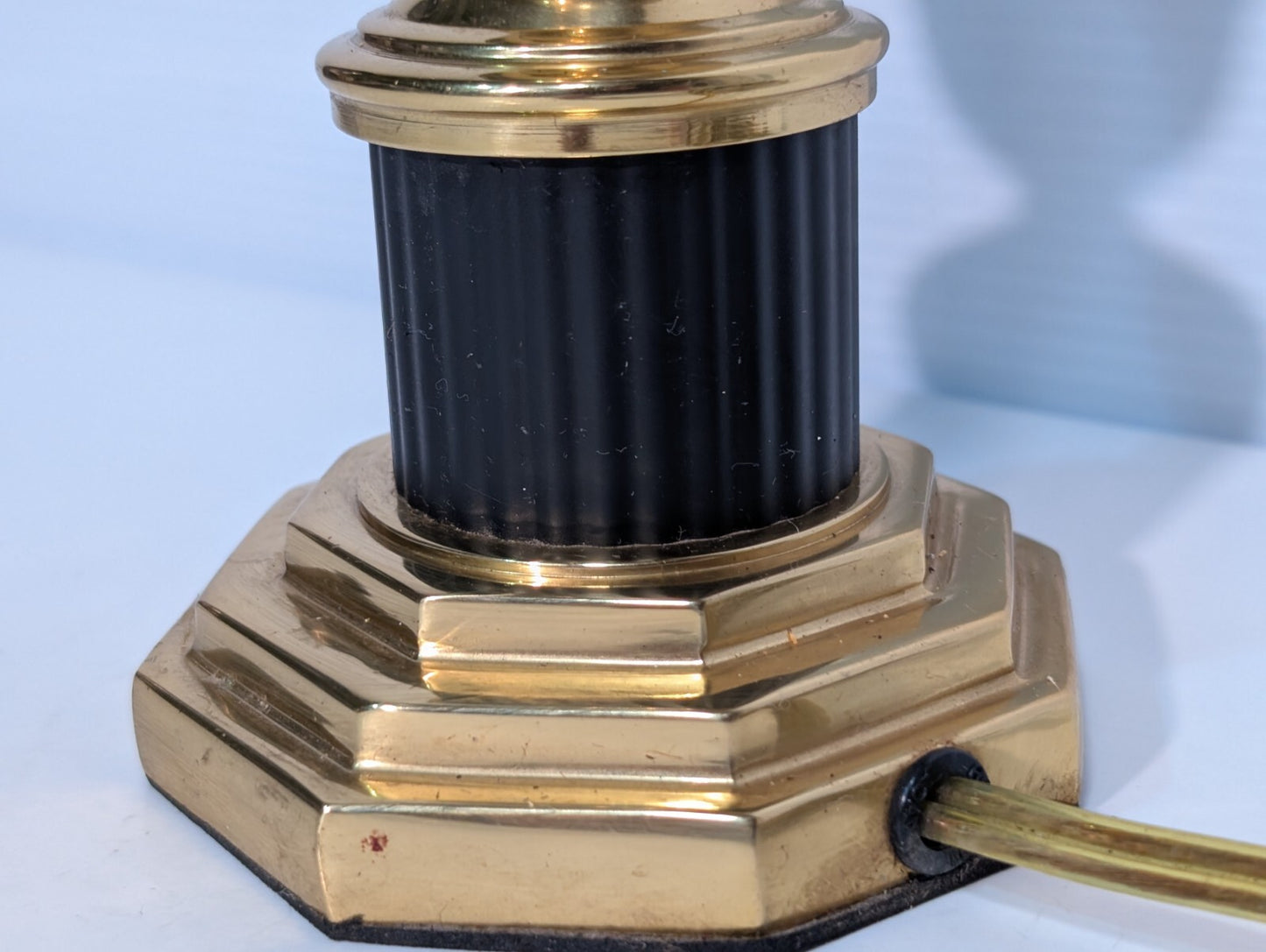 Vintage Brass Table Lamp, Mid Century Modern, No Lamp Shade 12" Tall, 3.75" Wide