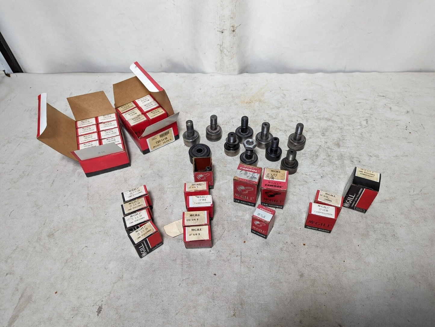 Lot of McGill cam followers: CFH 3/4SB, CF 3/4SB, CF 5/8B, CF 1/2 SB, CF 5/8, ++