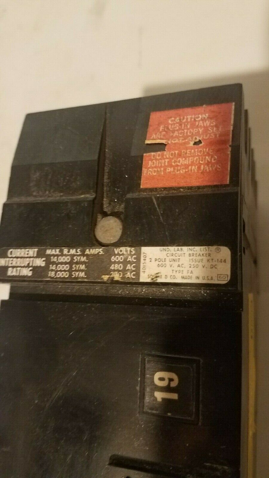 Square D FA-26030, 30 A, 600VAC, 250VDC, 2 poles