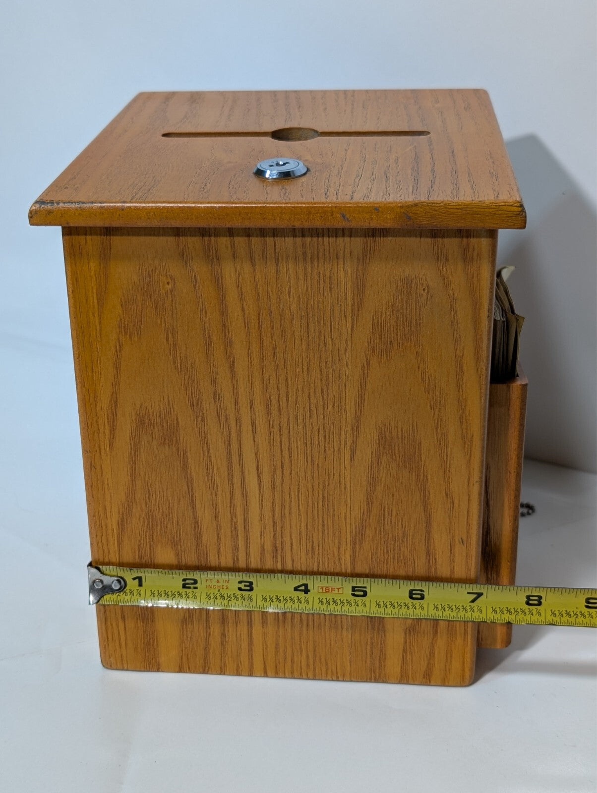 Wood Suggestion Donation Box with Lock Attached Pen 10" Charity Fundraising