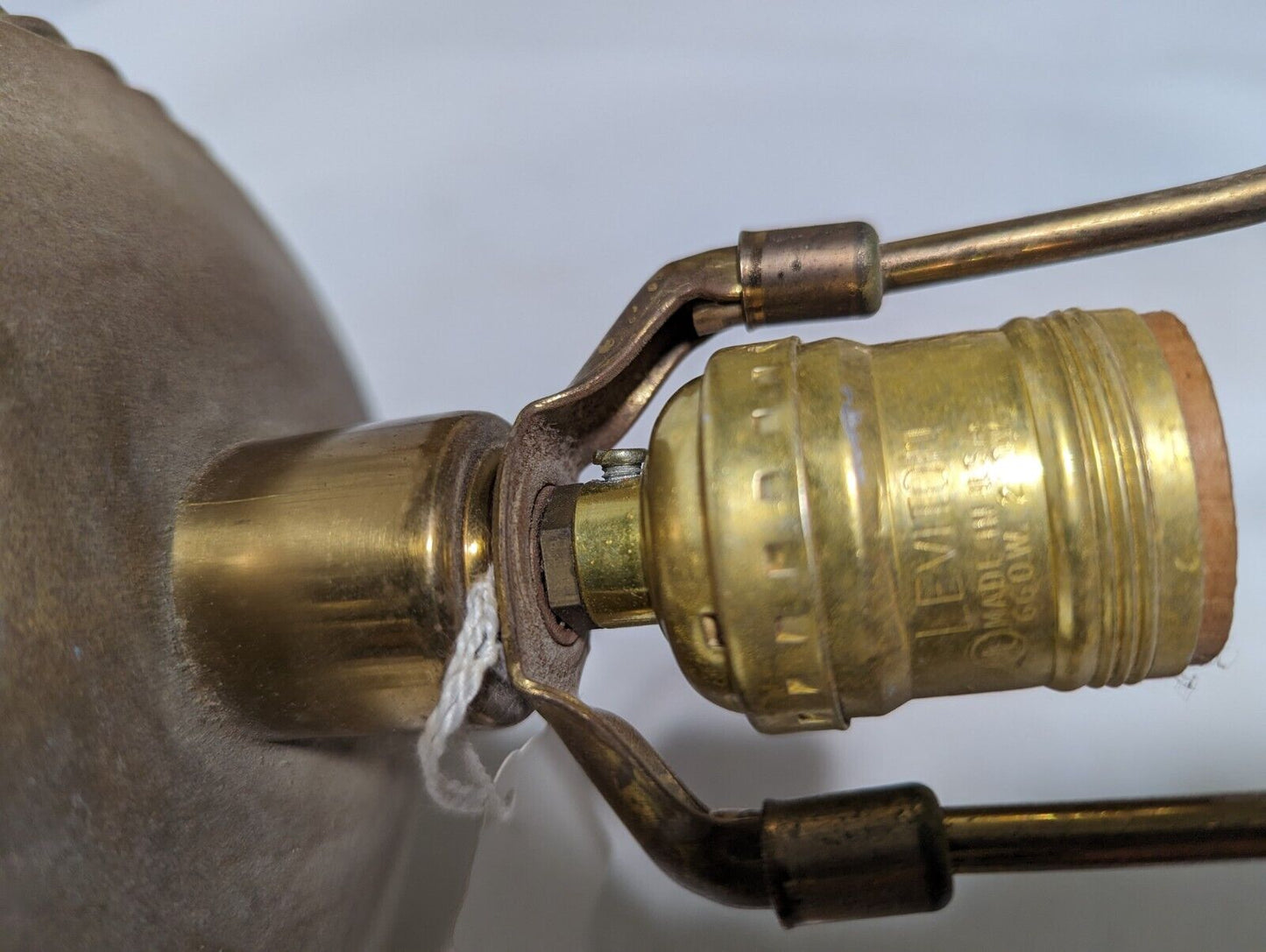 Large brass lamp, 30 inches x 11 inches with brass rope pattern on the bottom