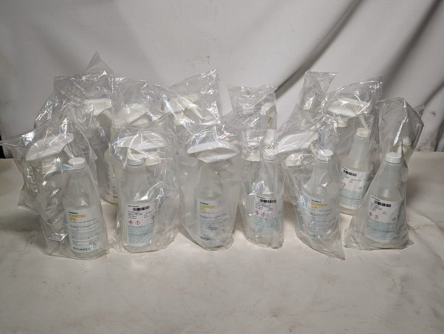 Lot of 10 sterile Contec IPA sterile 70% isopropanol, 16 oz sprayer bottles