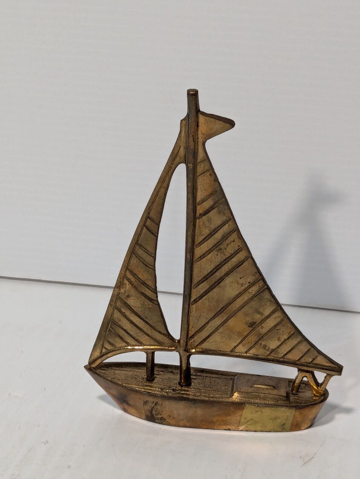 Vintage Beautifully Etched Brass Sailboat as pictured - Free Ship