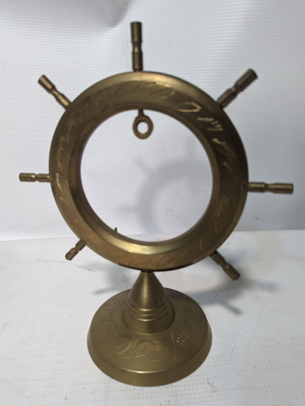 Vintage Brass Nautical Ship Helm Bell Holder