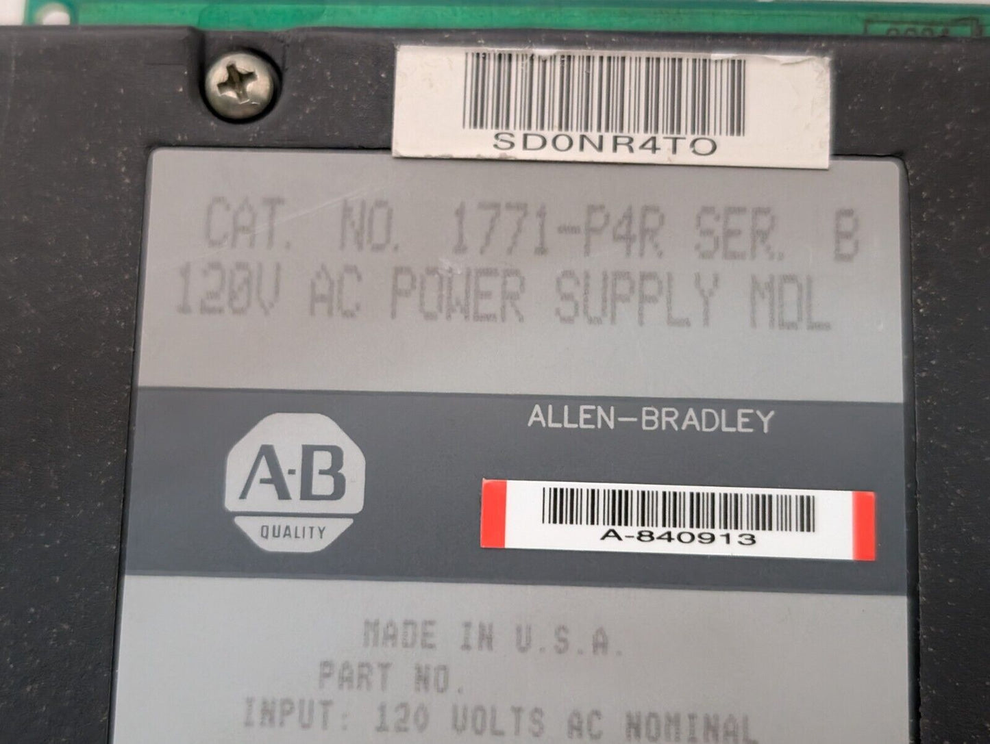 Allen Bradley 1771-P4R\B Redundant AC Power Supply Module, Series B - Free Ship