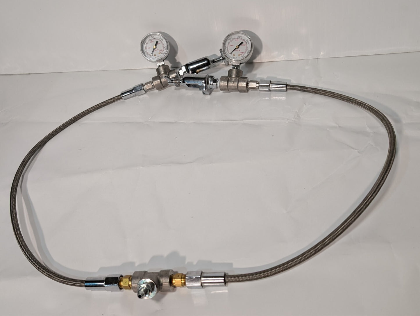 2 Western Medical MG-9W-1 Pressure Gauges on Metal Gas Pipe Cable