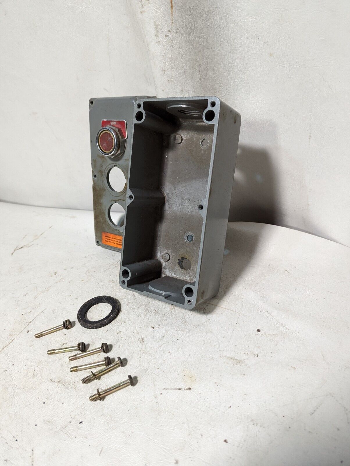 Square D 9001 type K three-button enclosure with 1 red stop pushbutton