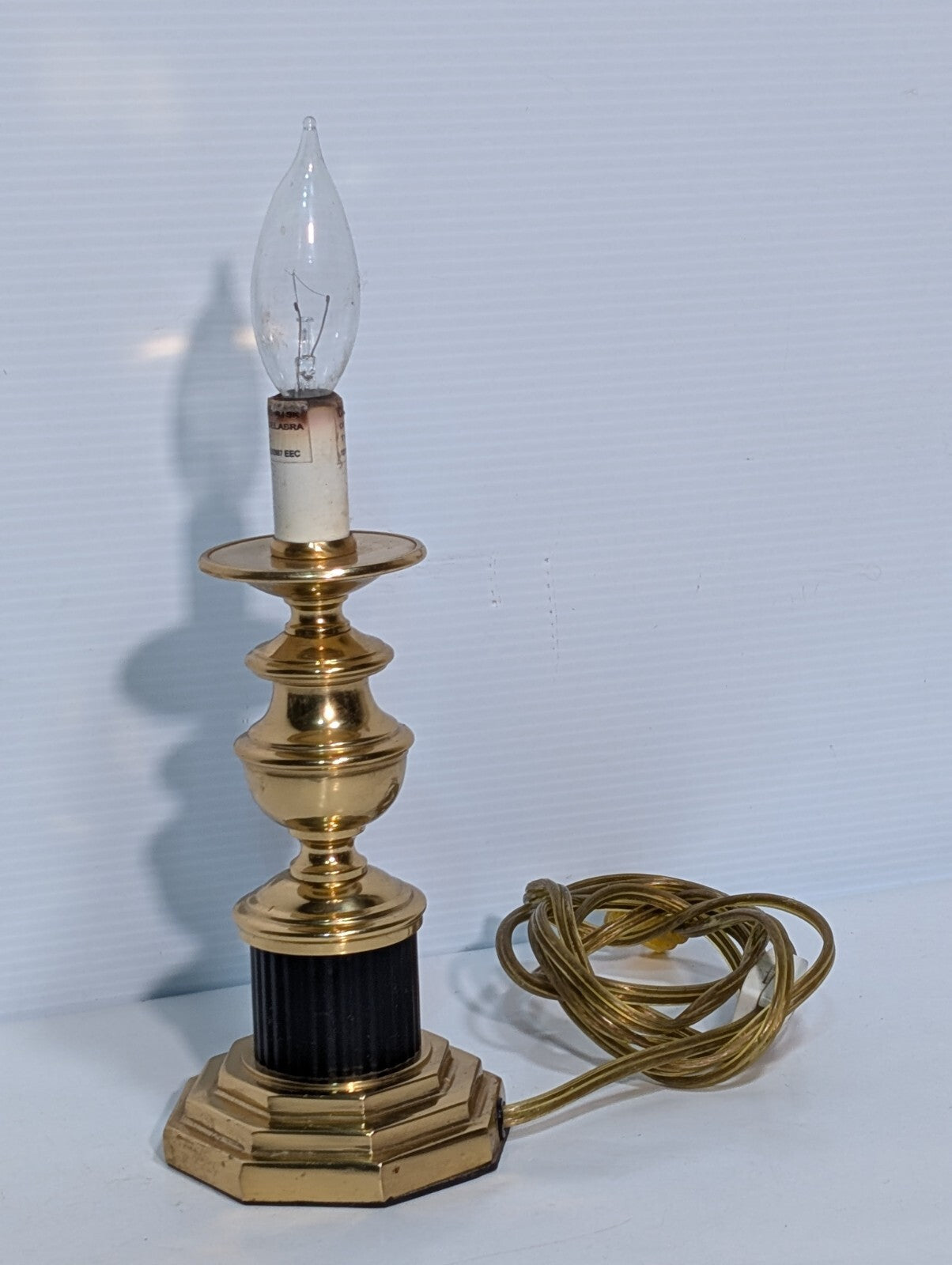 Vintage Brass Table Lamp, Mid Century Modern, No Lamp Shade 12" Tall, 3.75" Wide