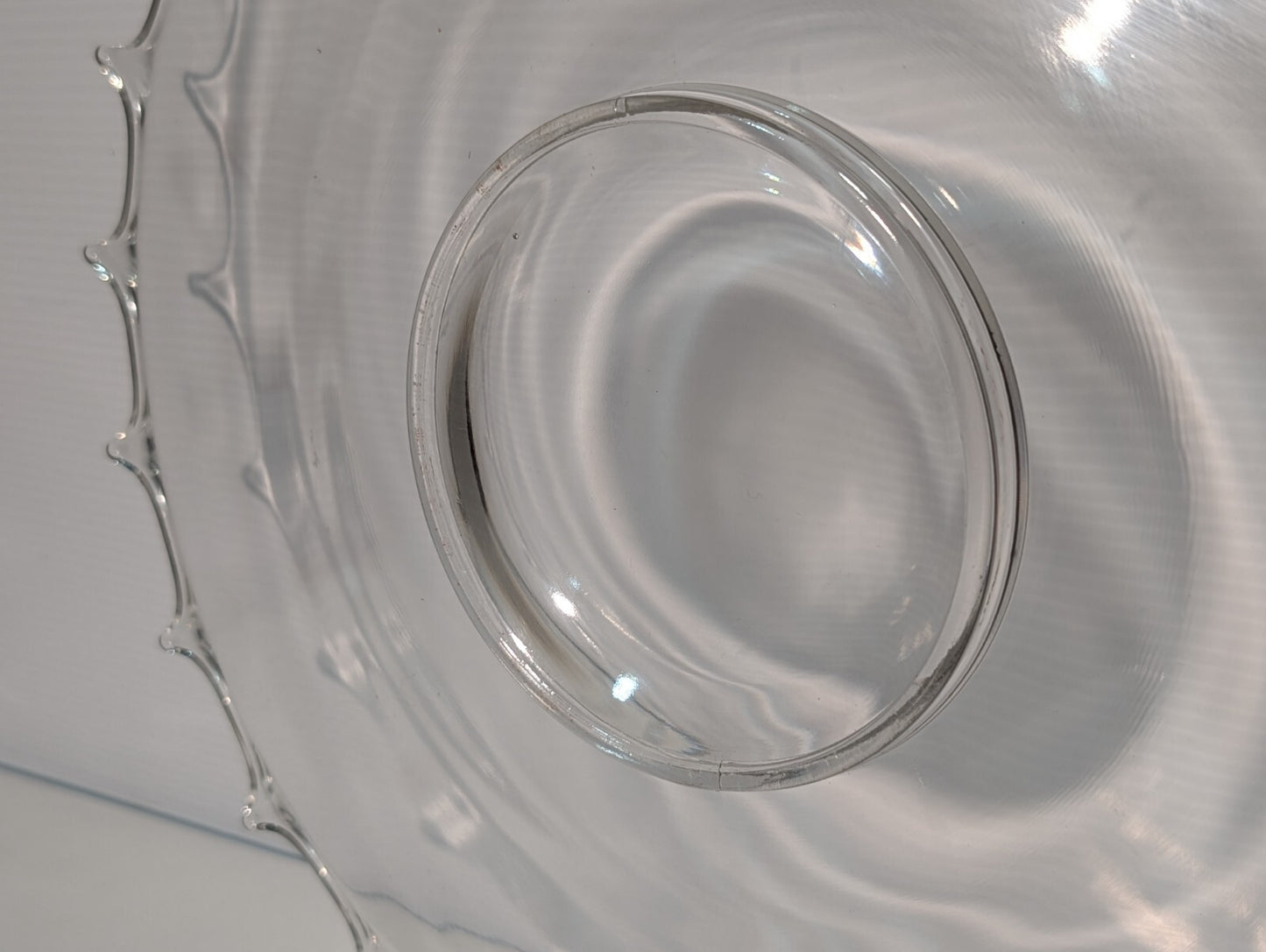 Vintage Glass Serving Platter \ Dish, 24 Point, 16.5" Wide, Clear