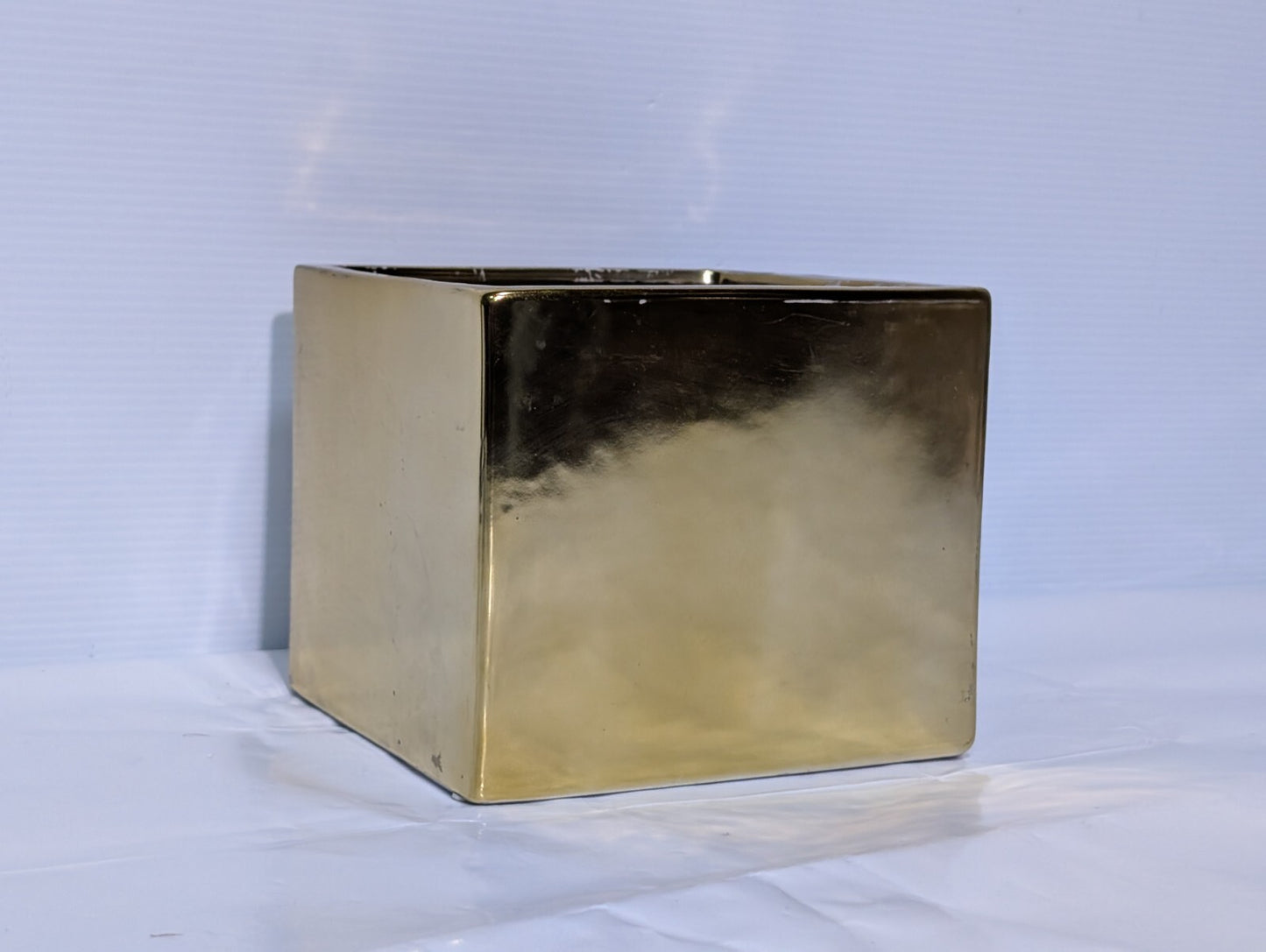 UCI Handcrafted Square Planter, Gold, 7.5" Wide x 7.5" Deep x 6.5" Tall