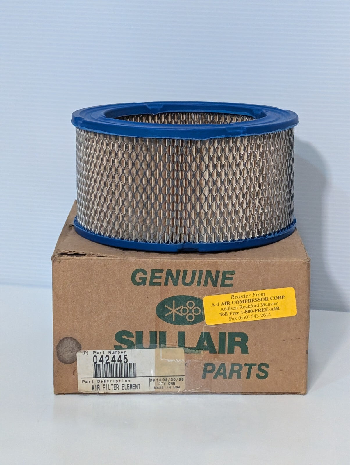 Sullair 042445 Air Filter Element, Fits BDS 7.5 to 22, LS10-25 to 30 and 10B-25