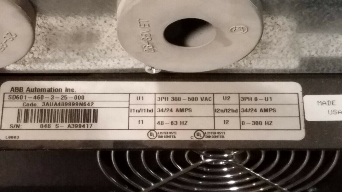 ABB ACS 600 SmartDrive, SD601-460-3-25000 w/Omega PX305-30VACI Press. Transducer