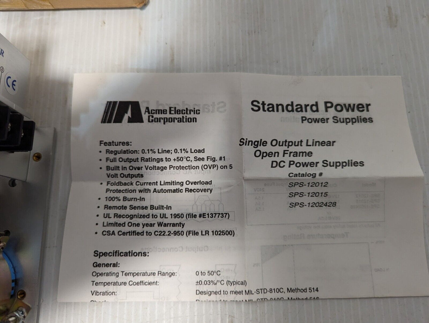 ACME/Standard Power SPS-12012 Linear AC/DC Power Supply - Free Shipping+Returns