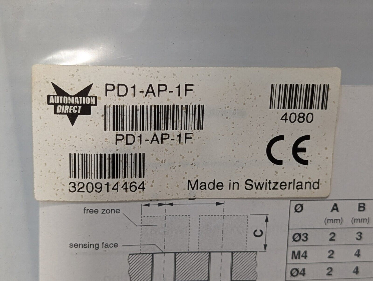 Automation Direct PD1/AP-1F Inductive Proximity Sensor, M8 3-Pin, PNP, NO, D:5mm