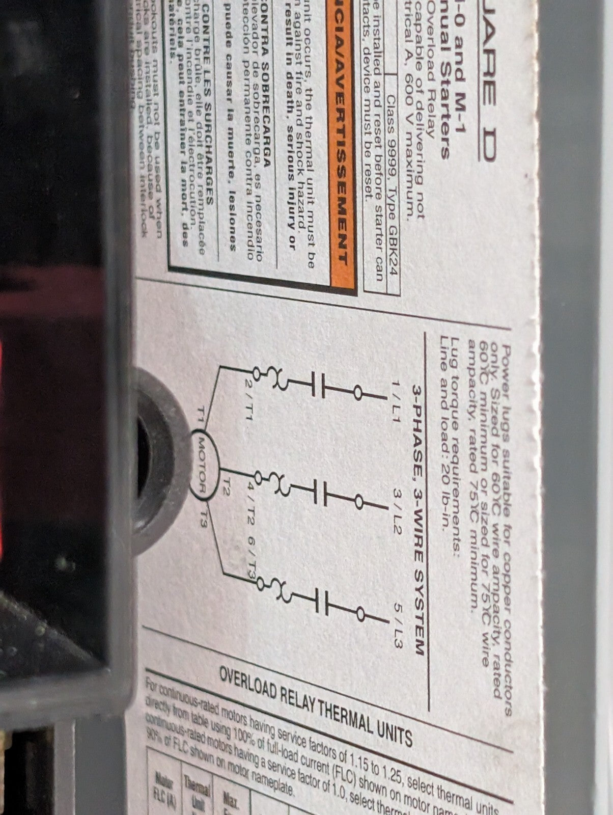Square D 2510 MCA3 Manual Motor Starter in Enclosure, Non-Reversing, 27A, 3 Pole