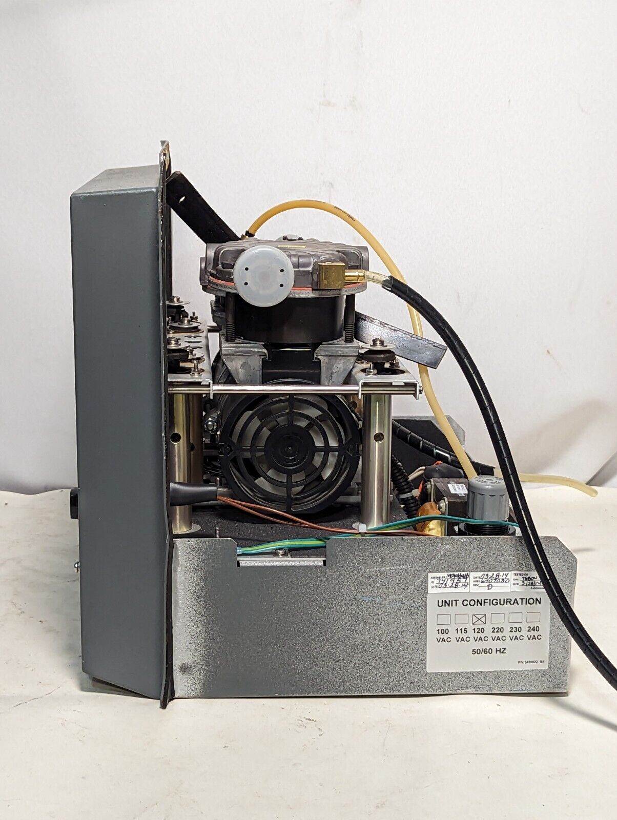Unbranded pump base with GAST SAA-P104-HB miniature rocking piston compressor
