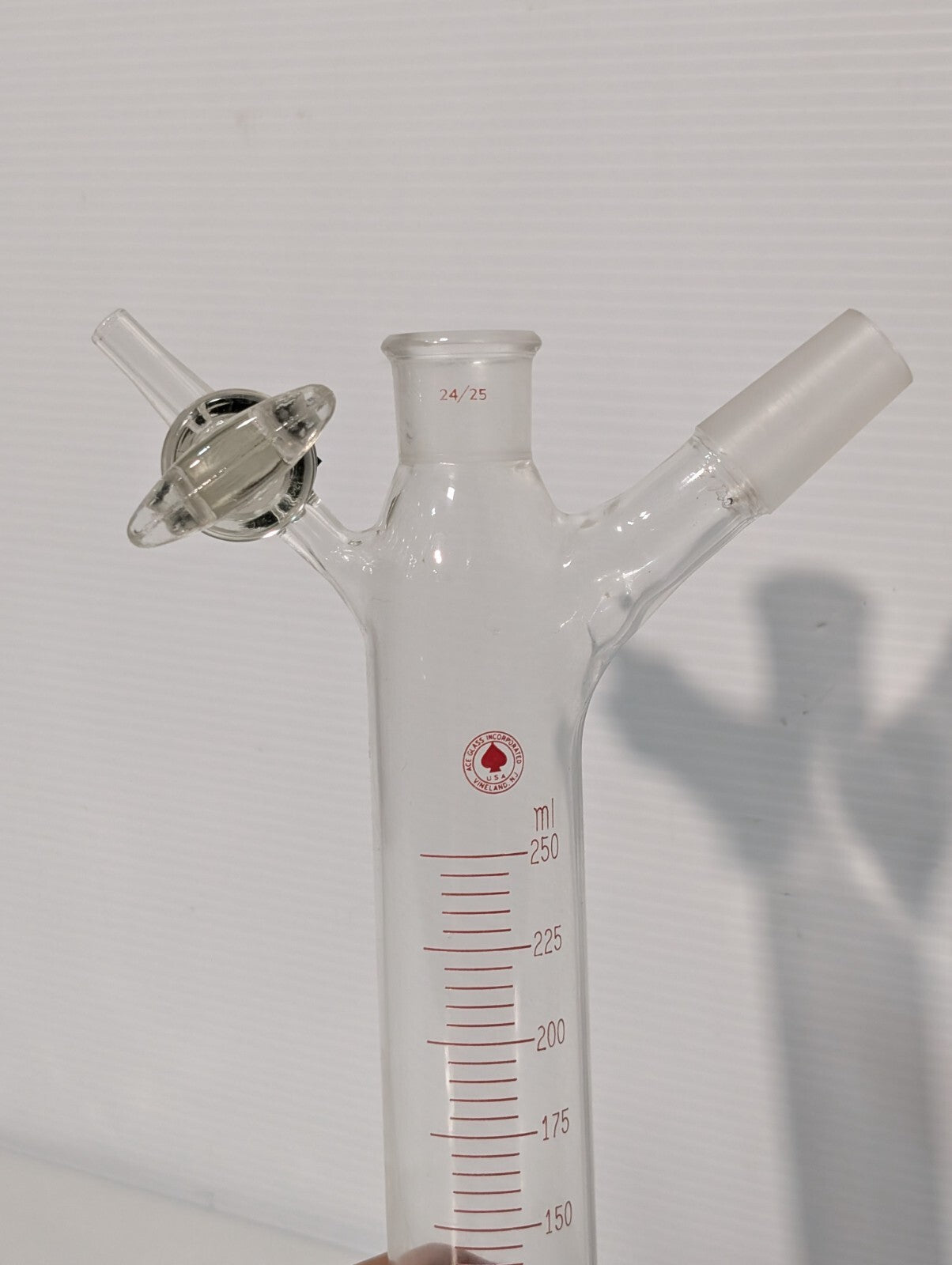 Ace Glass 250mL Schlenk Storage Tube - 24/25 Outer, Top 24/40 Inner, Valve Inlet