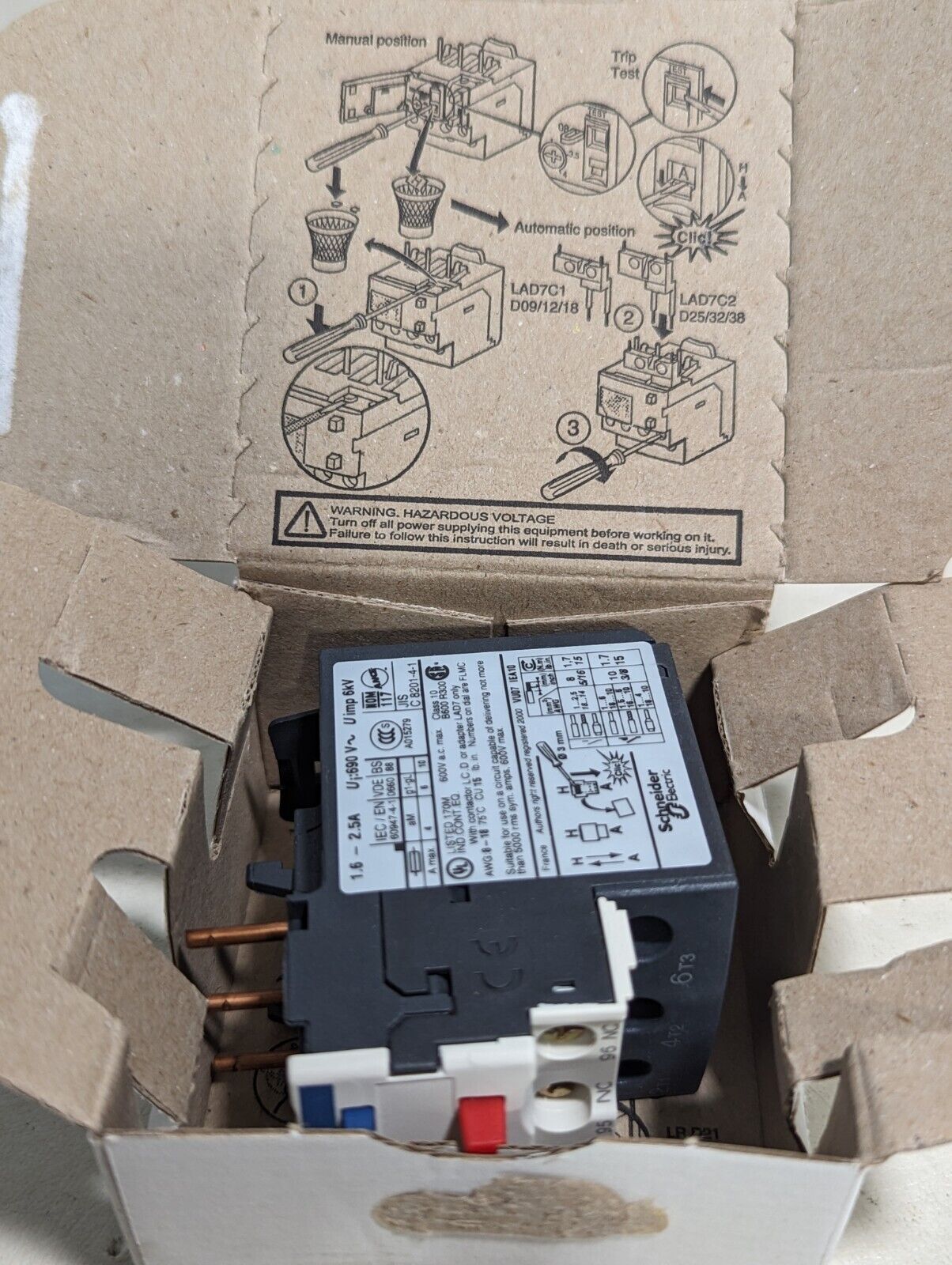 Telemecanique/Schneider Electric LRD07 Thermal Relay 1.6-2.5A, 690VAC, Class 10